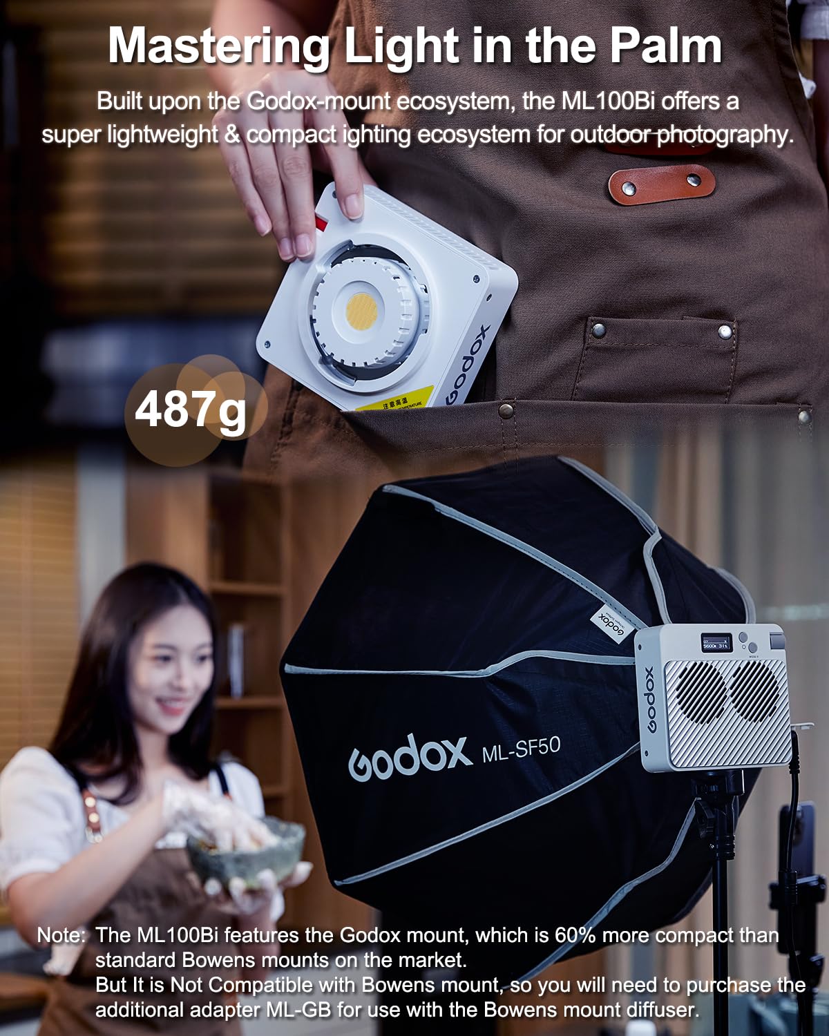 Amazon | Godox ML100Bi 120W バイカラー LED ビデオライト 2800K